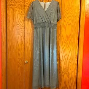 Green flutter sleeve maxi dress